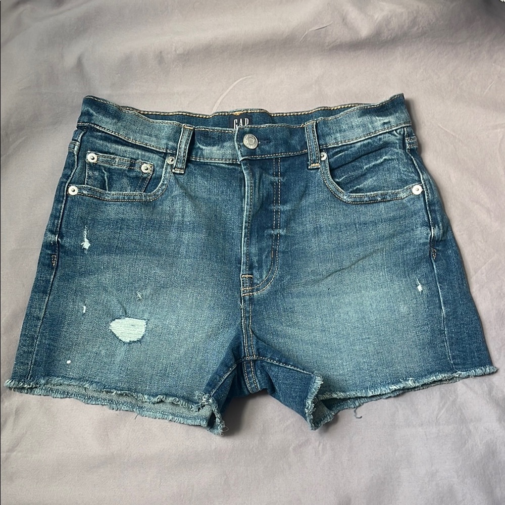 GAP Blue Jean Shorts Distressed Raw Hem